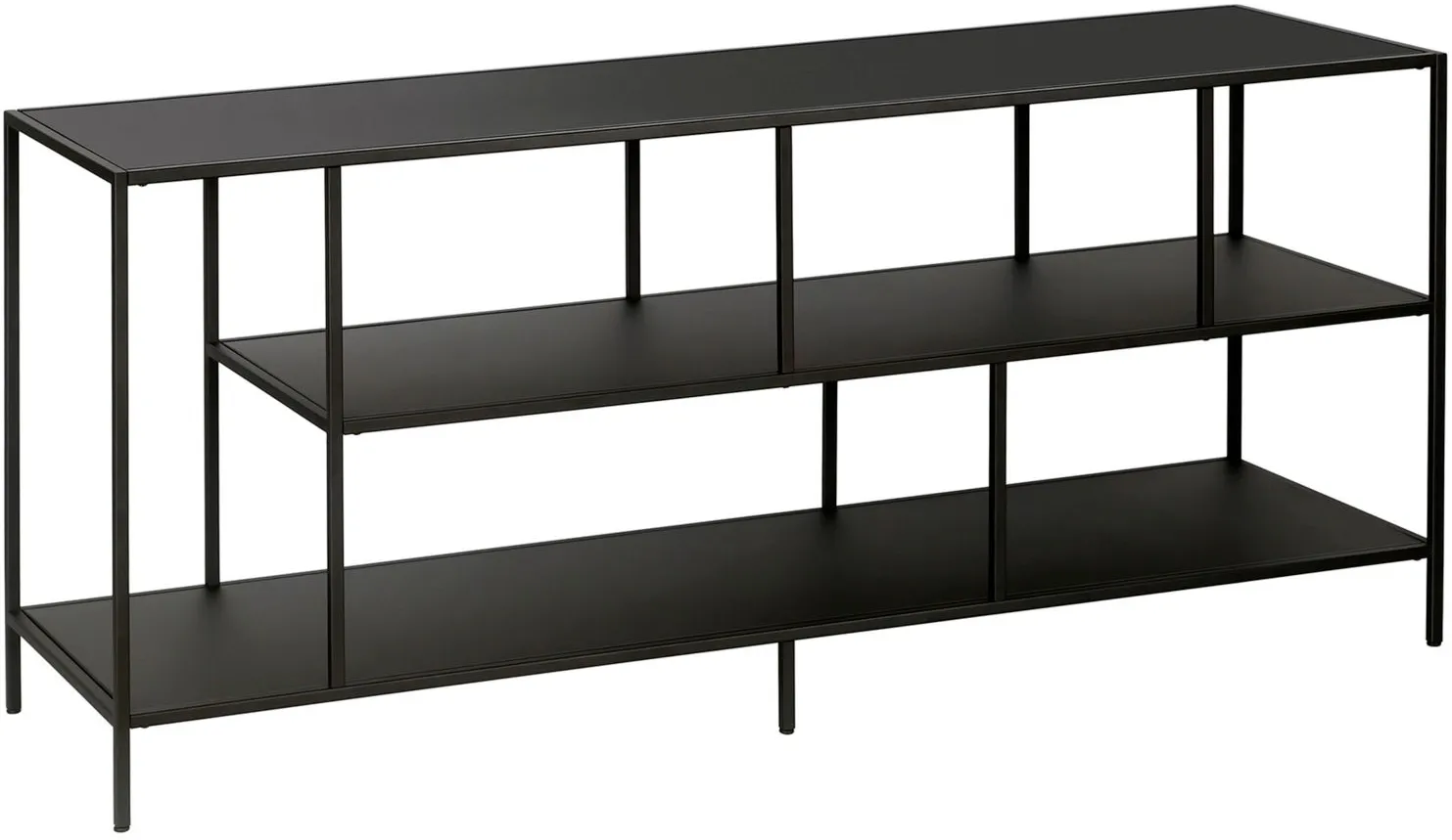 Hudson & Canal Winthrop 55" TV Stand with Metal Shelves in Blackened Bronze by Hudson & Canal